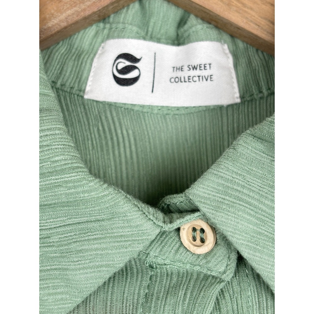 The Sweet Collective Button Down Shirt Womens Small Cropped Textured - Picture 4 of 8